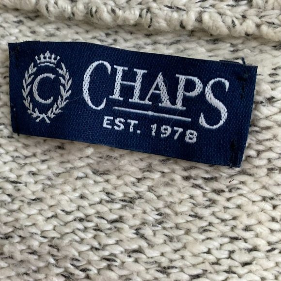 Chaps Mens Cream and Brown Tweed Knit Sweater with 1/4 Zipper Size XL/T Academia - Picture 3 of 12